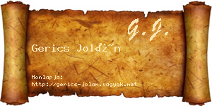 Gerics Jolán névjegykártya